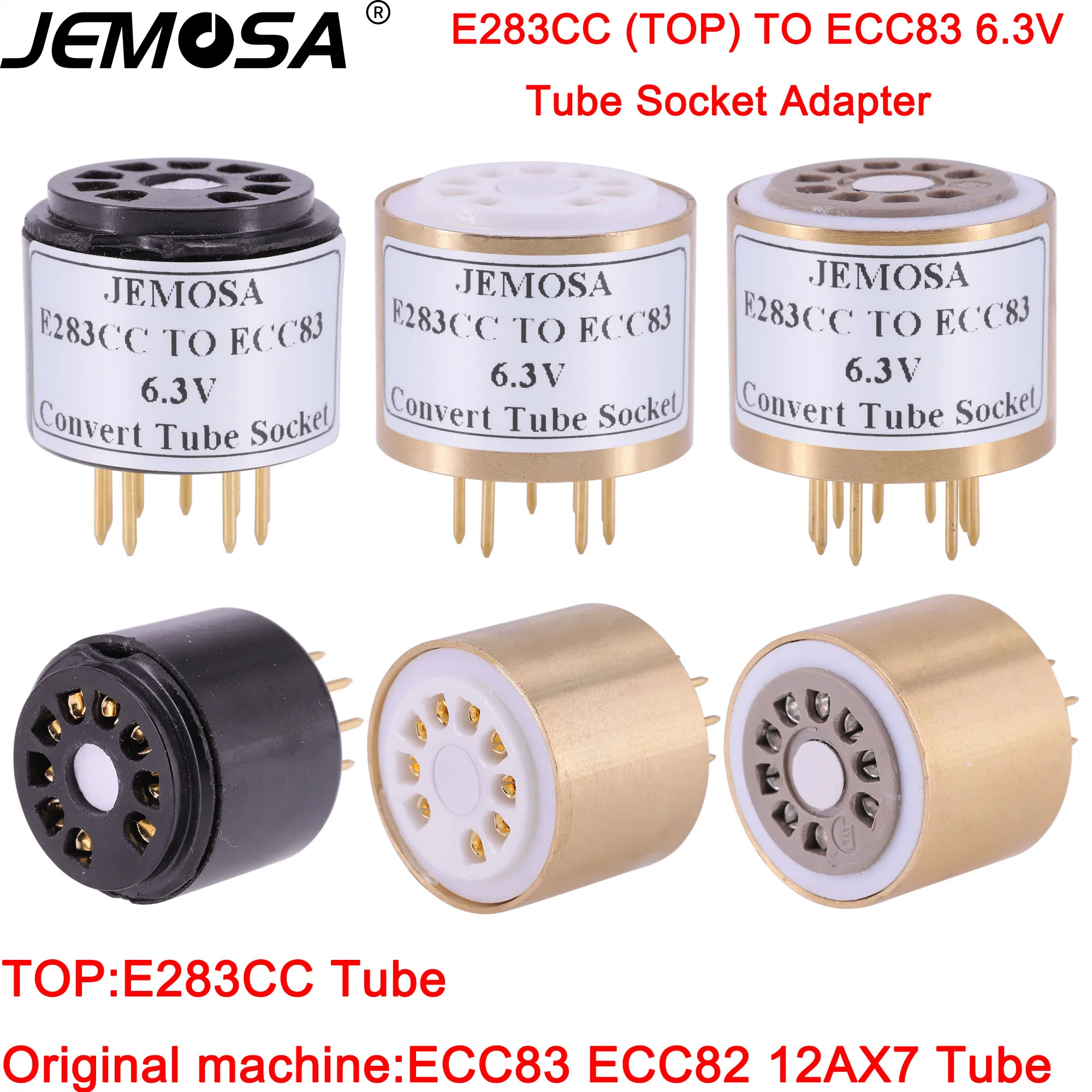 1ชิ้นซ็อกเก็ตหลอด9PIN E283CC กับ ECC83 12AX7 12AU7หลอด6.3V (ด้านล่าง) หลอดสูญญากาศแปลงอะแดปเตอร์เต้าเสียบเครื่องขยายเสียง