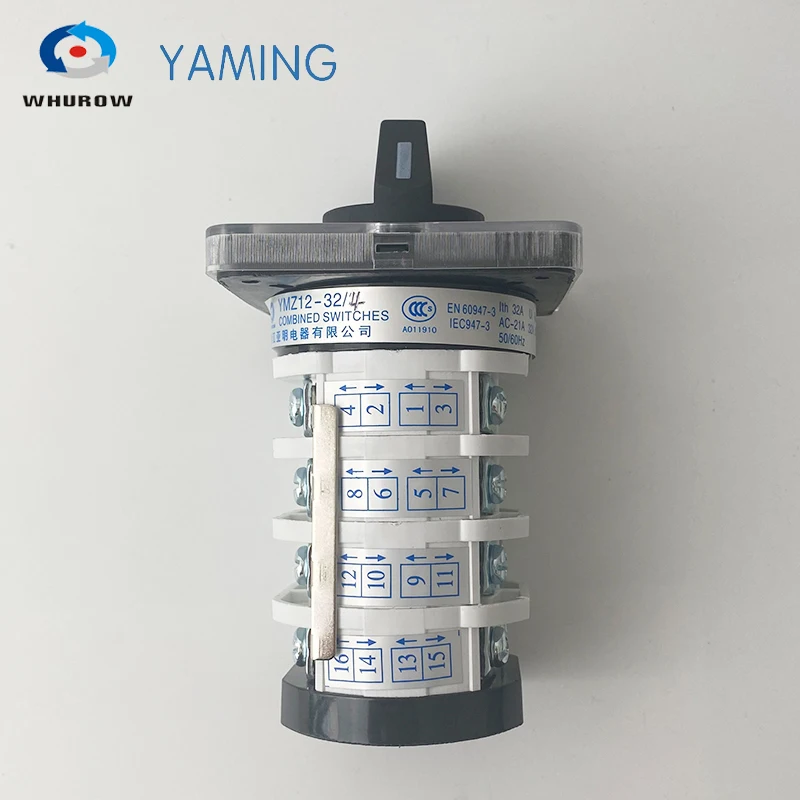 Rotary switch YMZ12-32/4 electrical Combination Changeover cam switch 32A 4 pole 0-6 position sliver contacts high voltage