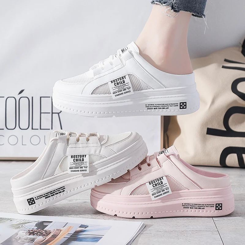 

Spring SUMMER Women Vulcanized Shoes Breathable Light Comfortable White Shoes Student Fashion Mesh Platform Shoes Size 35-40