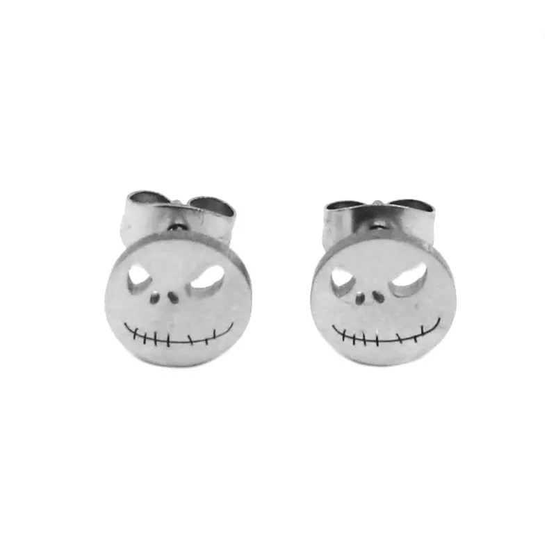 

Silver Color Jack Skull Motor Biker Earrings Stainless Steel Jewelry Cool Motorcycles Biker Earring Studs Wholesale SJE370133A