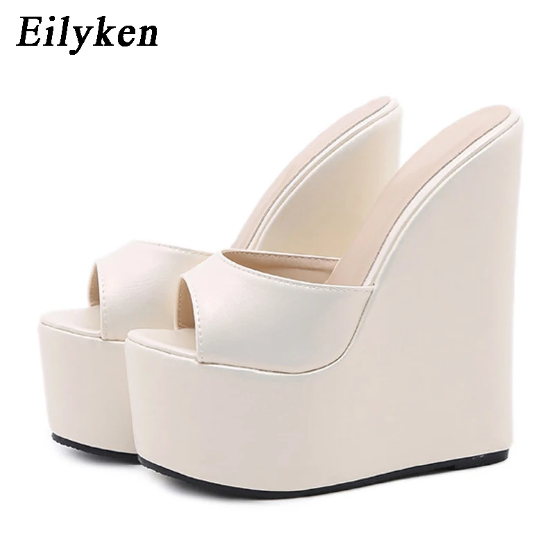 Eilyken 2024 New Peep Toe Platform zeppe pantofole estate donna Sexy Super High Mules sandalo scarpe Concise 35-42