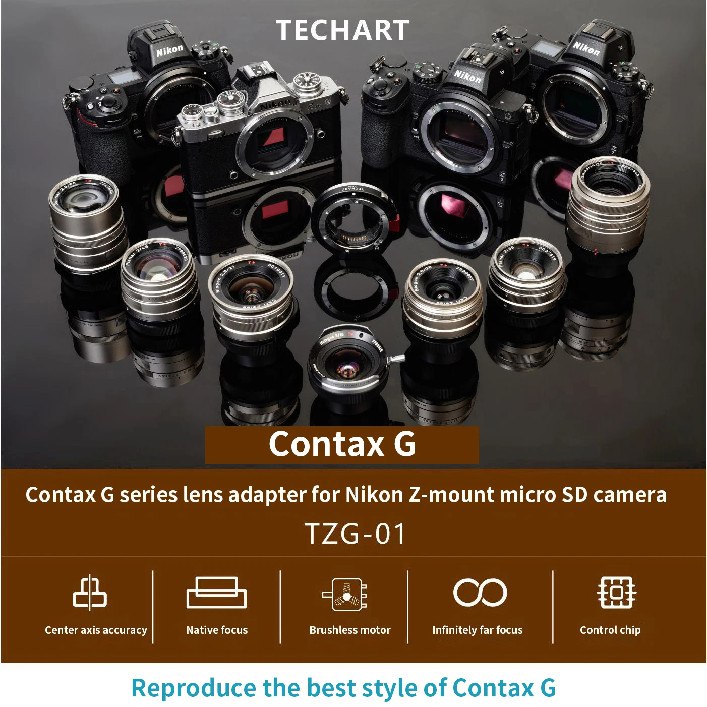 TECHART TZG-01 Lens Adapter ring for Contax G lens to Nikon Z camera Contax G21 G28 G35 G45 G90 to Z6 Z7 Z50 Z6II Z7II ZFC
