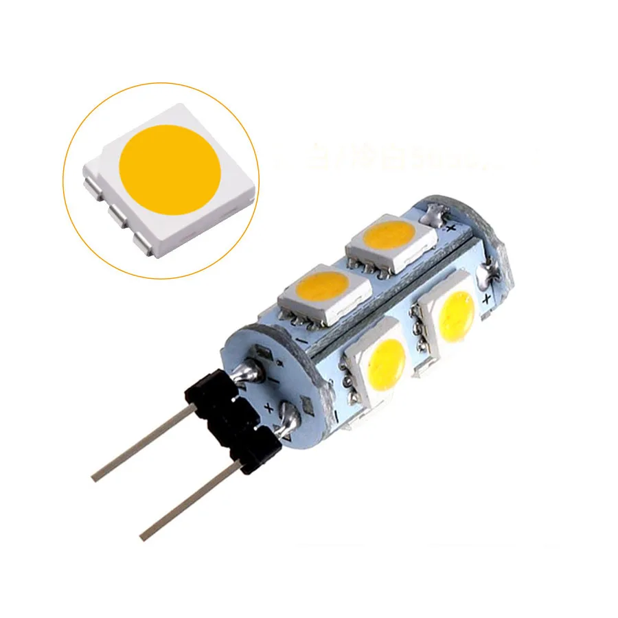 10Pcs/Lot Wholesale 1.8W 3500K 150-Lumen 9 SMD 5050 G4 Led 12V Warm White Light Bulb