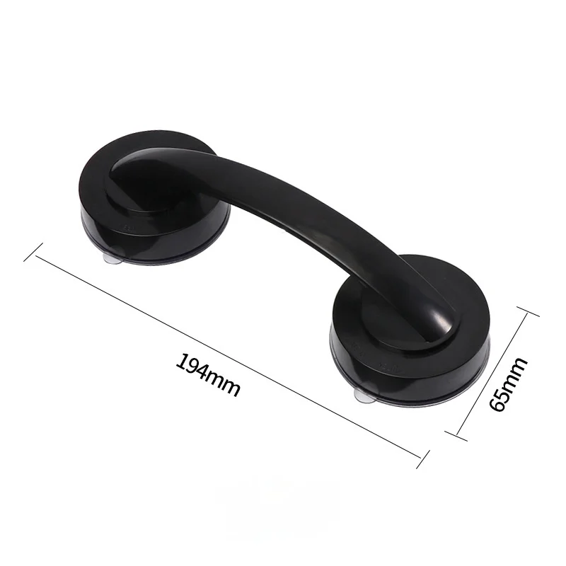 Anti-slip Handrail No Drilling Shower black Handle Offers Safe Grip with Suction Cup for Safety Grab Bathroom Bathtub Glass Door