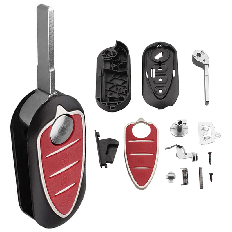 Carcasa de llave de coche remota, 3 botones, Fob, hoja sin cortar, ajuste plegable, Flip, funda de llave de coche para Alfa Romeo Mito Giulietta 159 GTA