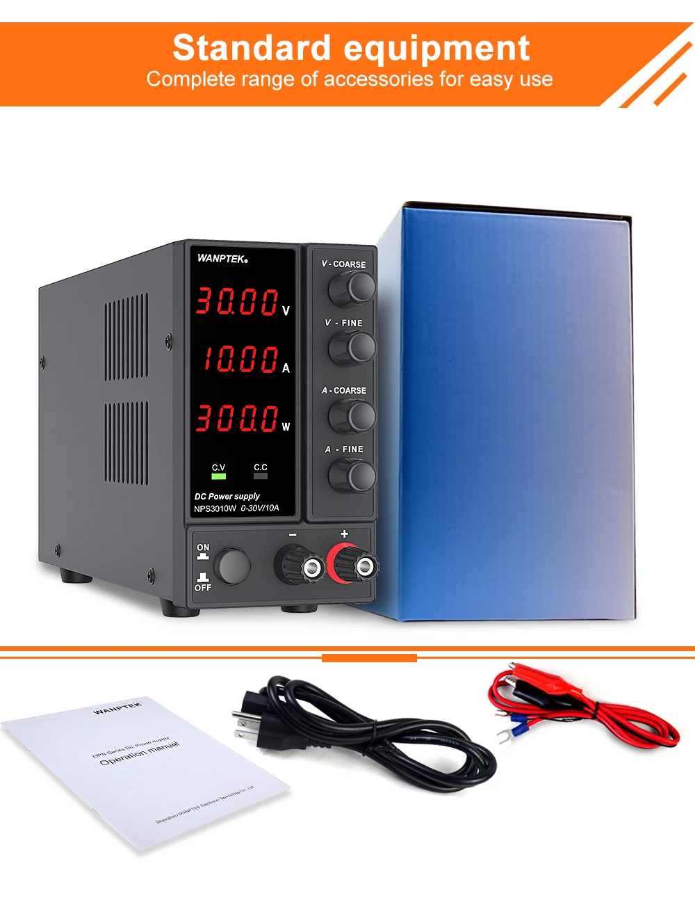 Wanptek Laboratory DC Power Supply Adjustable 30V 10A with Digit Display Voltage Regulator Stabilizer Switching Power Supply