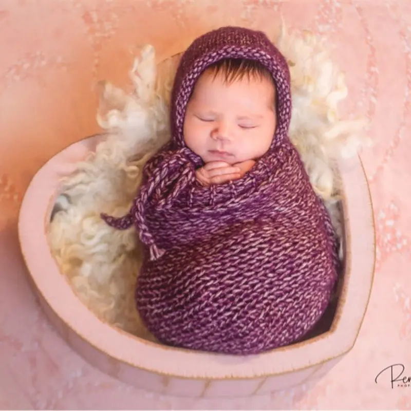 40*80CM Handmade Newborn stretch wrap+Hat photography props,Baby blanket,basket cushion blanket for baby photo prop