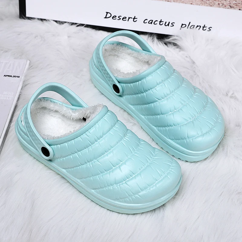 Winter Men Casual Garden Shoes Couple Cotton Warm Plush Home Slippers Clogs Quick Dry Flip Flops For Women Men Unisex Loafer