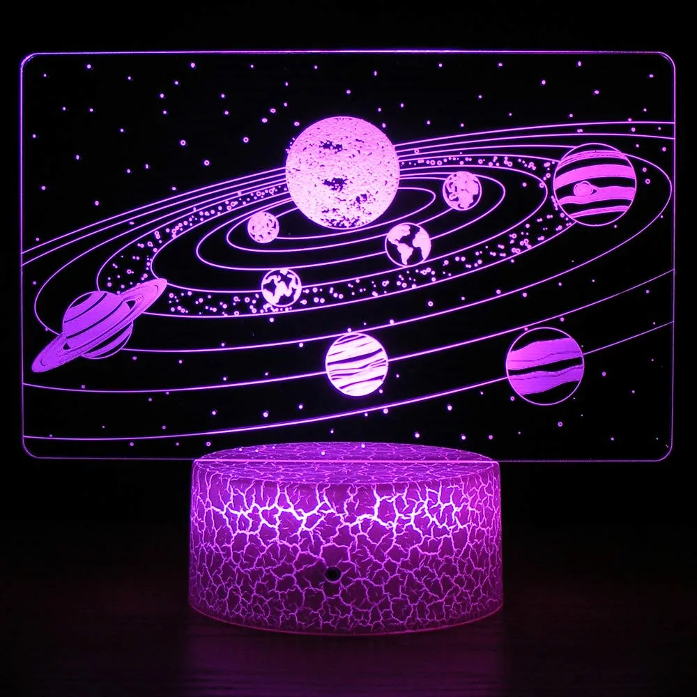 LED Night Light 7 Color Change Solar System 3DOptical Illusion Lamp Universe Space Galaxy For Kids Christmas Gift Home Bedroom D