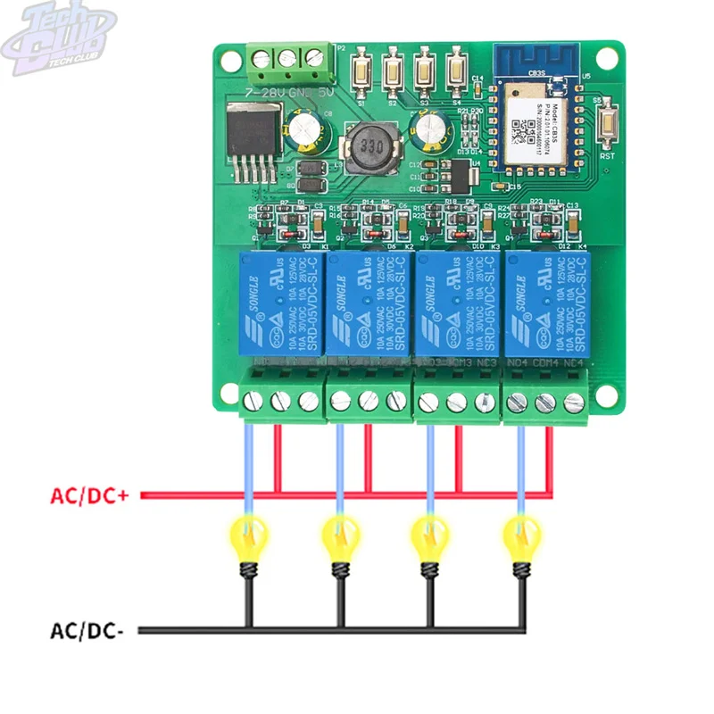 Doodle สี่ WIFI รีเลย์รีโมทโมดูลโทรศัพท์มือถือ ESP8266 ESP Series โทรศัพท์ APP ควบคุมสมาร์ท AC/DC