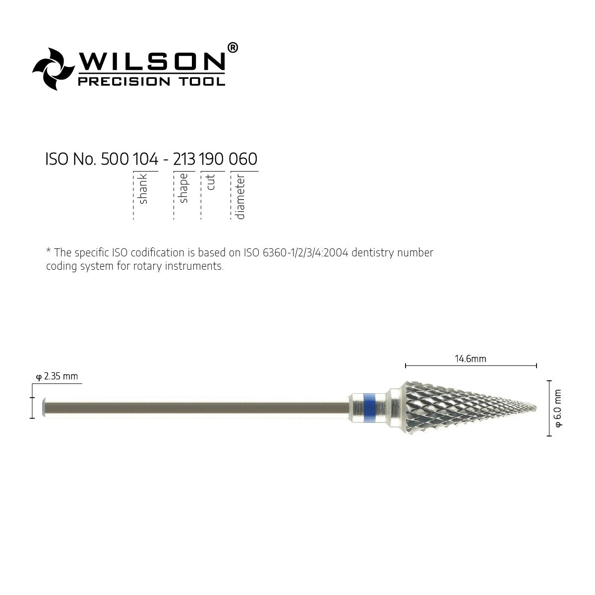WilsonDental 5000344-ISO 213 190 060 Tungsten Carbide Dental Burs for Trimming Plaster/Acrylic/Metal