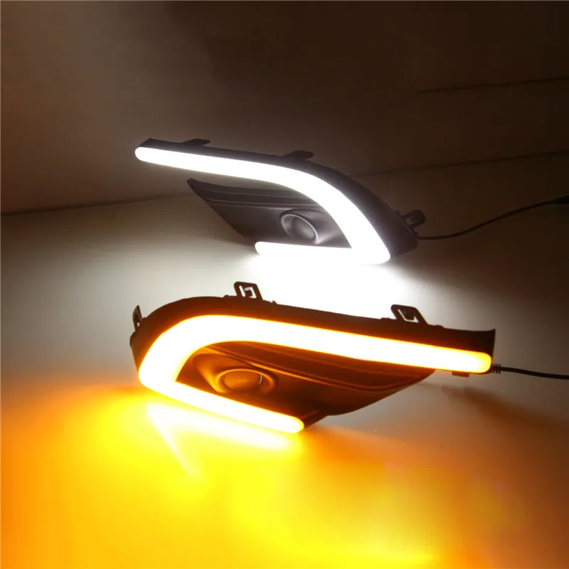 

2pcs For Mazda 3 Mazda3 Axela 2013 2014 2015 2016 LED DRL Daytime Running Light Fog yellow turn Signal lamp Styling