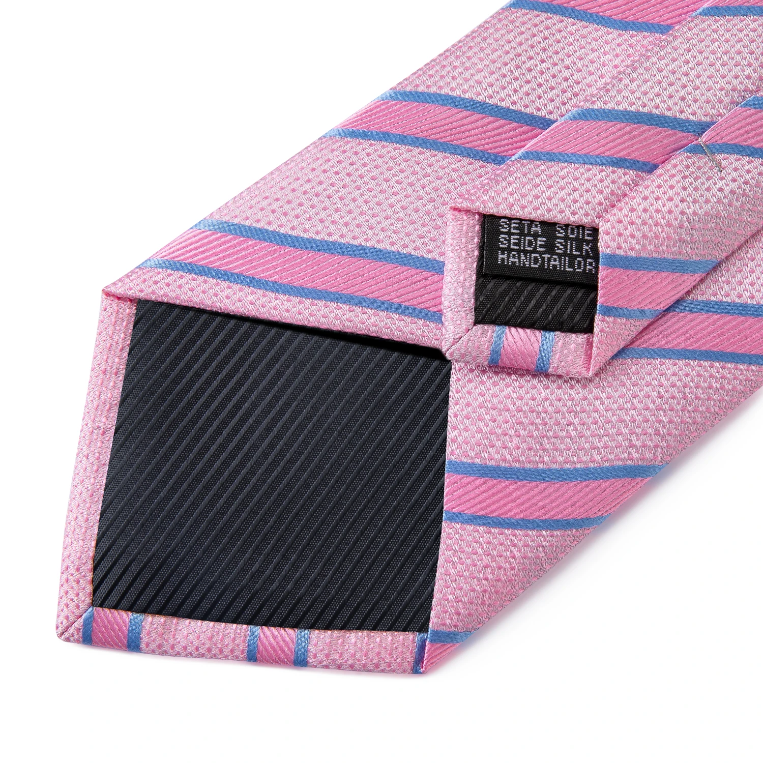 Hochwertiges Rosa Gestreiftes Paisley-Herrenkrawatten-Set 8cm Business Hochzeit Party Accessoires Herren Krawatte Einstecktuch-Set Herren Geschenk – Detail 11