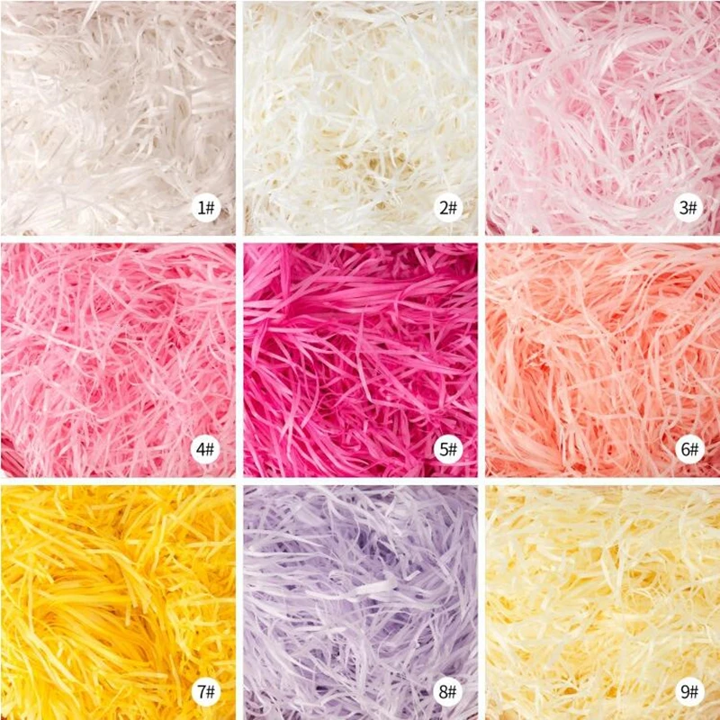 

31 Colors 100g Raffia Shredded Paper Wedding Candy Gift Box Shock-proof Filler Paper Strip Fold Paper Lipstick Ornament Filler