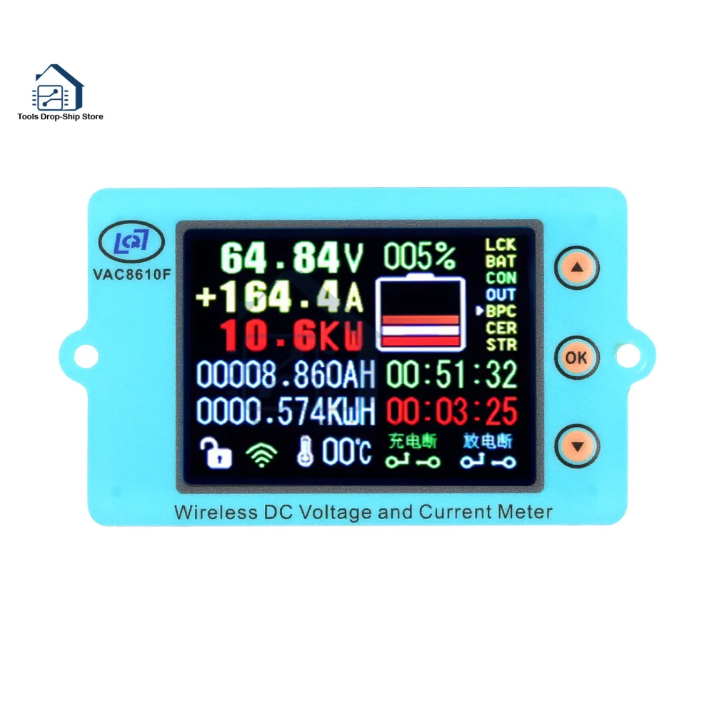 Imagem -04 - Medidor de Tensão sem Fio dc 500v 100a 200a 500a Voltímetro Amperímetro Carregamento de Bateria Solar Coulômetro Capacidade Detector de Energia Testador