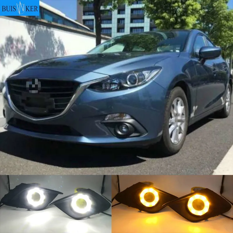 

DRL для Mazda 3 Mazda3 Axela 2014 2015 2016 светодиодный ные дневные ходовые огни дневной свет противотуманная лампа с указателем поворота