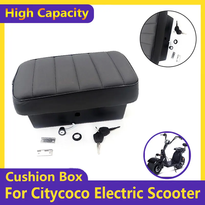 Cushion Box Seat   Bucket  Storage  with Door Lock for Citycoco Electric Scooter Modification Accessories Parts