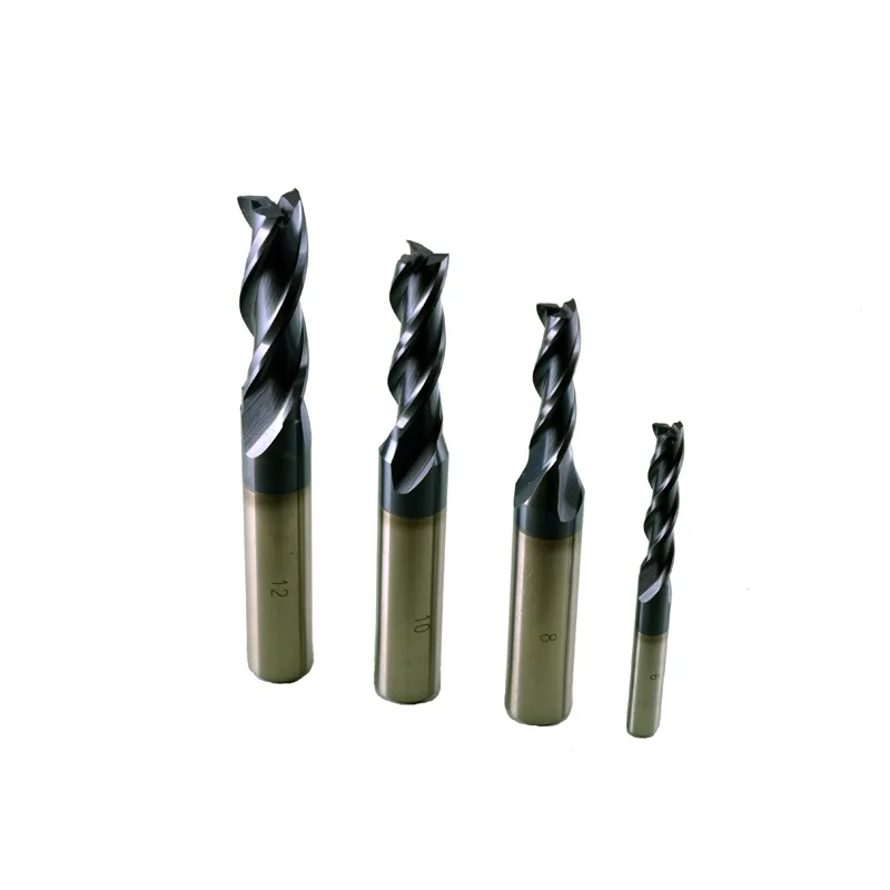 6,8,10,12mm, Woodworking 3-Flute spiral milling cutter through the center end milling hard coating end milling trimming