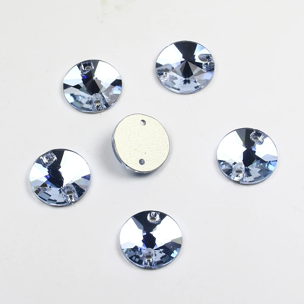 Junjiao Sew On Rhinestones Crystal For Decoration Round Flatback Glass Stone Rivoli Sewing Rhinestones Applications For Clothing