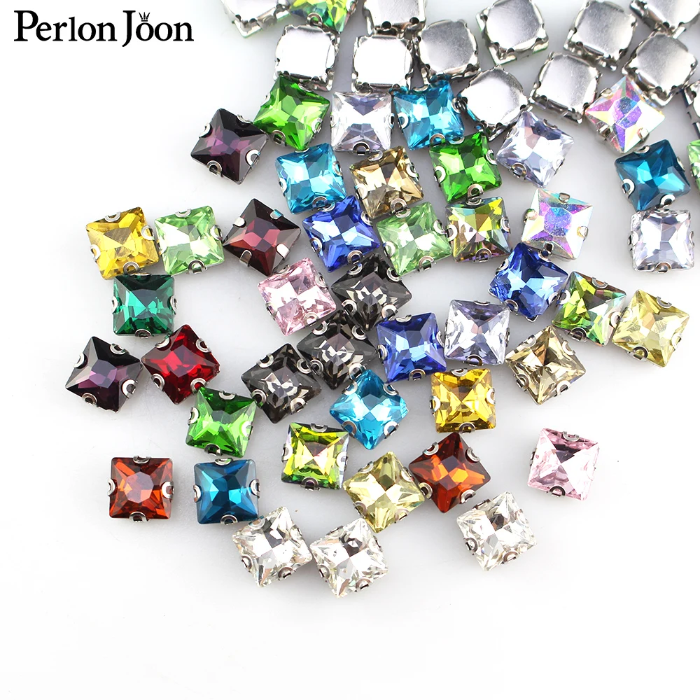 square Rhinestones Multiple colors silver D claw base strass Crystal stones for clothes shoes sewing accessories ZZ007