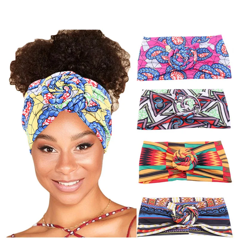 Hot Sell Women African Printed Turbans Headband head wear Tradition Turban Head Wraps Muslim Headscarf