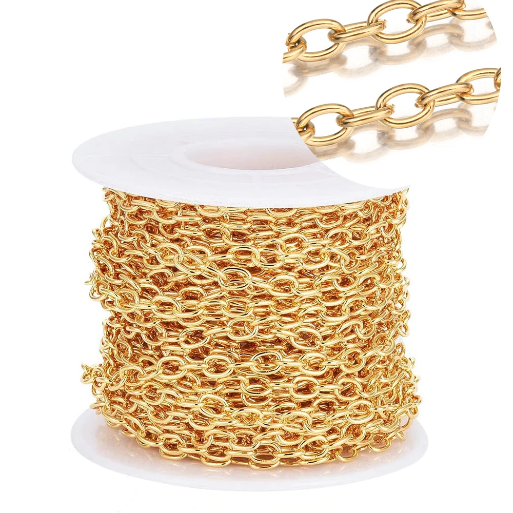 Wholesale 1 Meter Width 2mm-5mm Stainless Steel O Rolo Cable Link Bulk Chain Necklace For DIY Jewelry Bracelet Necklace