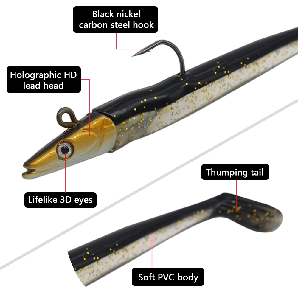 Stock Clearance Soft Swimbait with Hook Sinking Jig Head Soft Fishing Lure for Fresh and Saltwater 11cm 16g, 5-Pack