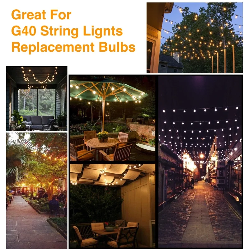 25 x Clear G40 Globe Bulbs With Candelabra Screw Base, 5W 7W, E12 Candelabra Base Light 110V-130V,220-240V Bulbs