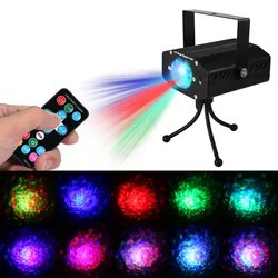 Liga de alumínio controle remoto rgb cor cheia led voz-controle ondas de água efeito luz de palco para dj disco party projetor