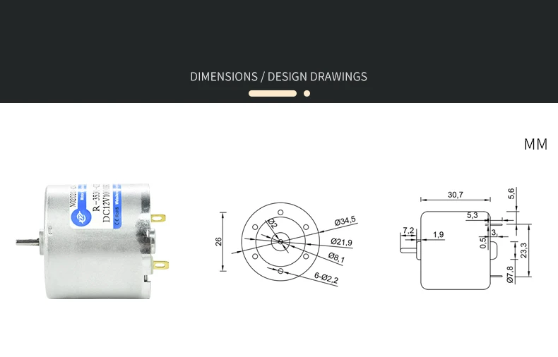 3530 Micro DC Gear Motor High Speed Motor 12V 24V 6000/10000rpm Small Motor Parking Lock Special DC Electric Motor