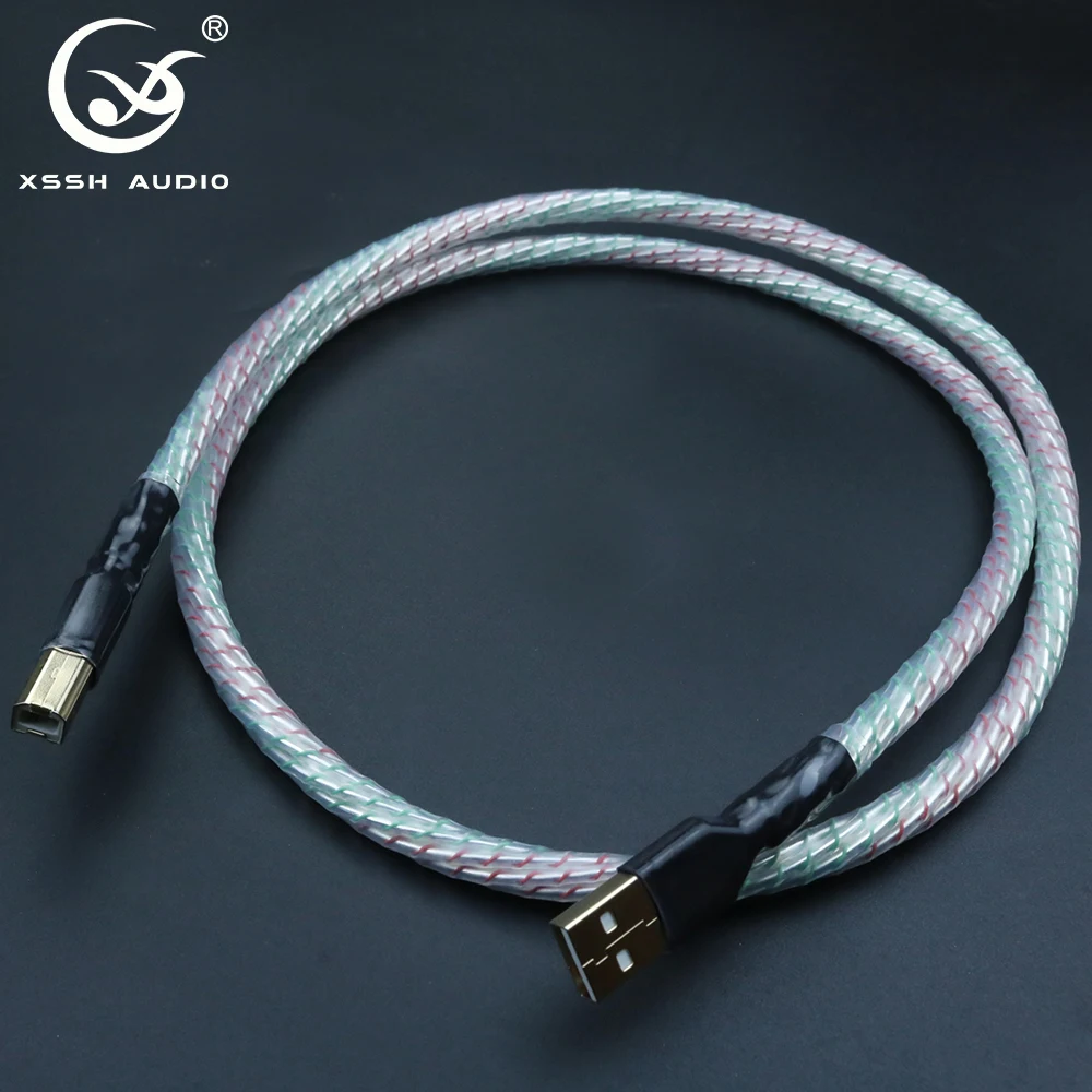 Hifi DAC Daten Schild Kabel Stecker A stecker USB Kabel XSSH Audio 7 Core Anoxischen OFC Kupfer Silber nordost Valhalla USB 2,0 Kabel