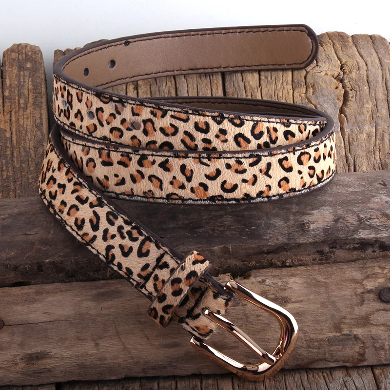 RH Fashion Leopard Spotted skórzany pasek z włosia końskiego oryginalne pasy skórzane damskie akcesoria prezent DropShipping