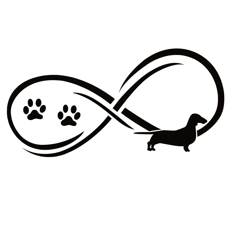 40743# Die-Cut Vinyl Decal Wiener Dog Dachshund Dog Infinity Car Sticker Waterproof Auto Decors on Car Body Bumper Rear Window