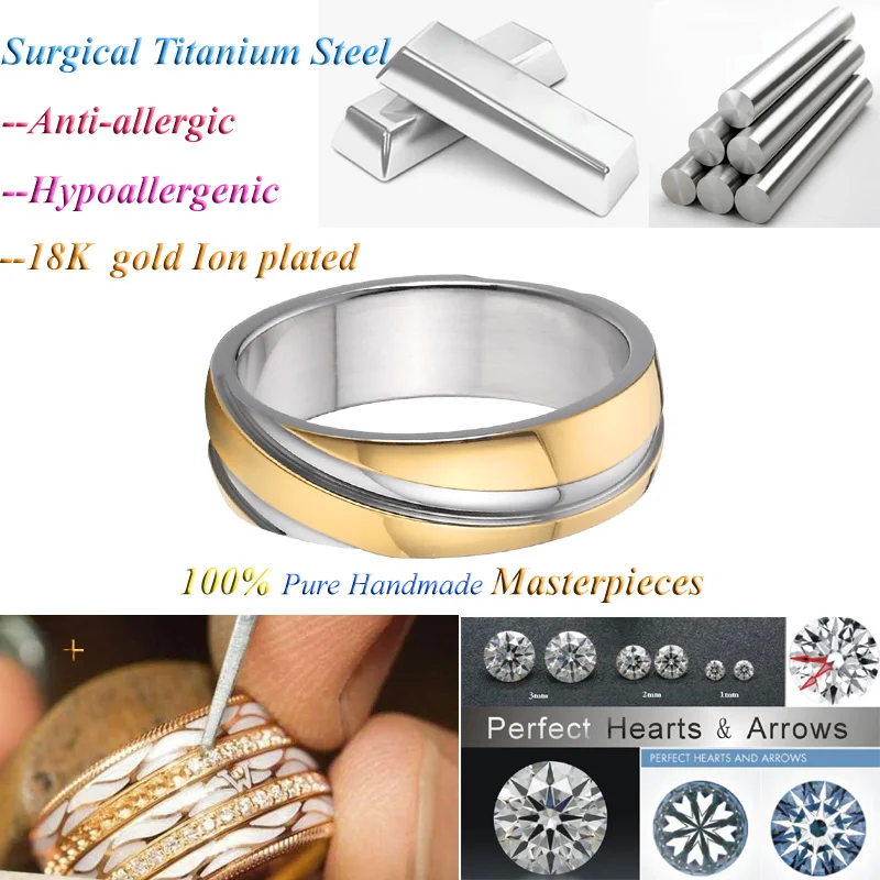 Unique Men\'s fashion titanium jewelry marraige finger ring Alliances wedding couple rings for women rose / gold color