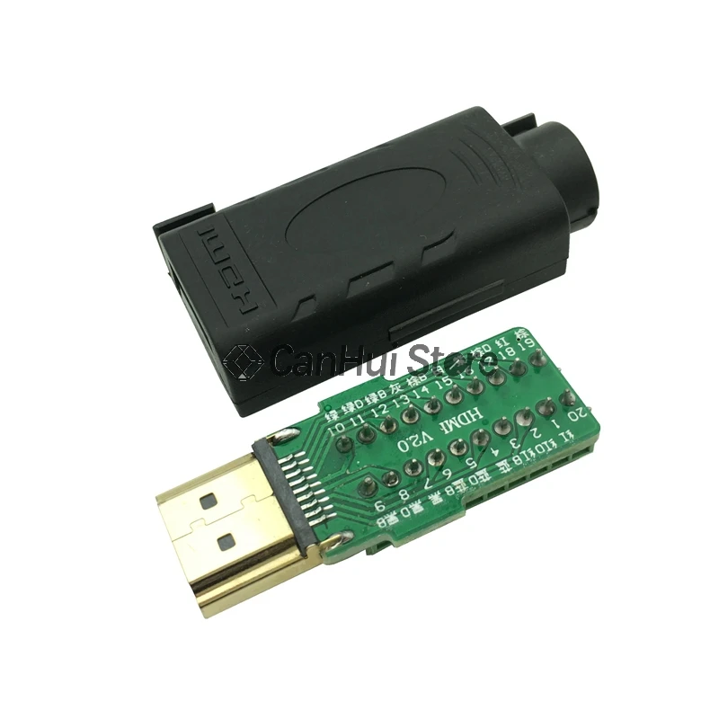 1 szt. HDMI męski 19P wtykowe zaciski zaciskowe złącze bez lutowania z czarną osłoną — zdjęcie 4
