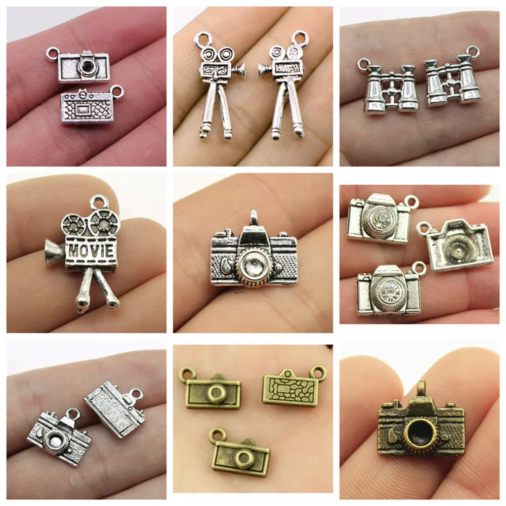 Wholesale Jewelry Lots Photo Camera Charms Craft Supplies Accessories Materials For Crafts 20 Pieces