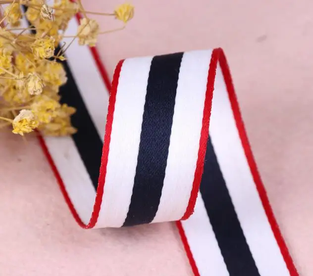 New 3M/Lot  Red White Navy Blue Width 3cm 4cm Printed Grosgrain Ribbon Backpack Belt Bow Decoration Tape DIY Sewing Accessories