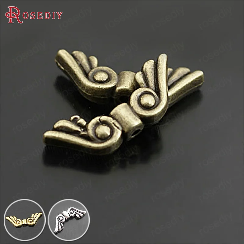 (B114)50 pieces 20x7mm Antique Bronze Zinc Alloy Wing Spacer Bracelet Beads Diy Jewelry Findings Accessories Wholesale