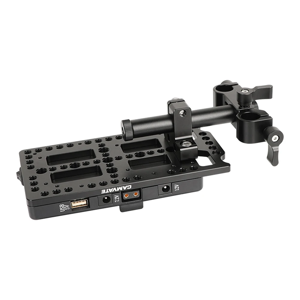 Adattatore Splitter di alimentazione con piastra v-lock a sgancio rapido CAMVATE con piastra posteriore e ringhiere da 15mm per montaggio batteria fotocamera DSLR