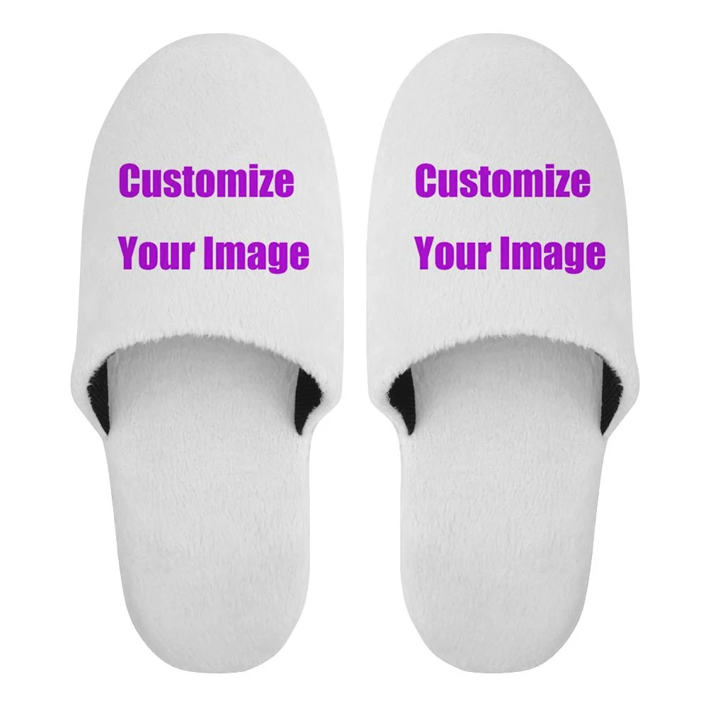 

3D Customized Your Image Logo Photo Couple Women Winter Slippers Wholesale House Hotel Warm Non-Slip Slides Dropshipping