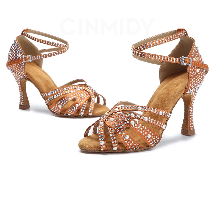 Damen Tanzschuhe mit Strass, Tango Salsa Ballsaal Tanzschuhe, Damen Hochzeitsschuhe, Damen Indoor-Sandalen, Tanz-Sneakers – Detail 29