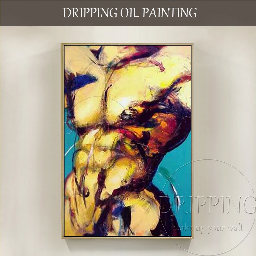 Superb Artist Hand-painted High Quality Strong Man Nude Oil Painting on Canvas Sexy Naked Picture for Home Wall Art Decoration