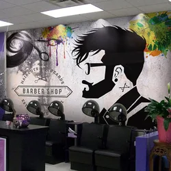 Retro Salon fryzjerski ściana z cegły Graffiti Tapety 3D do salonu fryzjerskiego tło dekoracje ścienne samoprzylepna wodoodporna naklejka Tapety Art. No.
