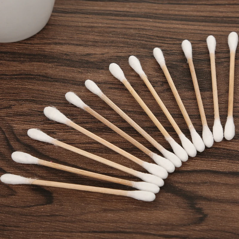 100Pcs Double Head Cotton Swab Bamboo Sticks Cotton Swab Disposable Buds Cotton For Beauty Makeup Nose Ears Cleaning