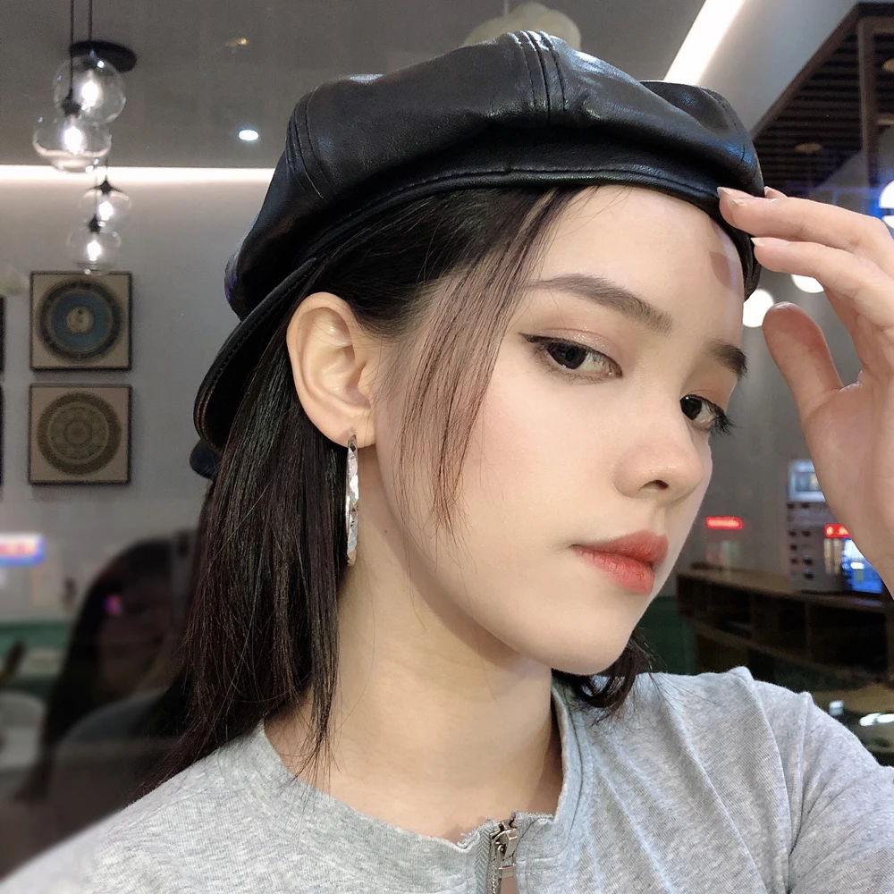 Daifuni 925 فضة هوب القرط دائرة كبيرة أقراط مثير موضة مجوهرات الزفاف هدية للنساء أمي زوجة بنات لها