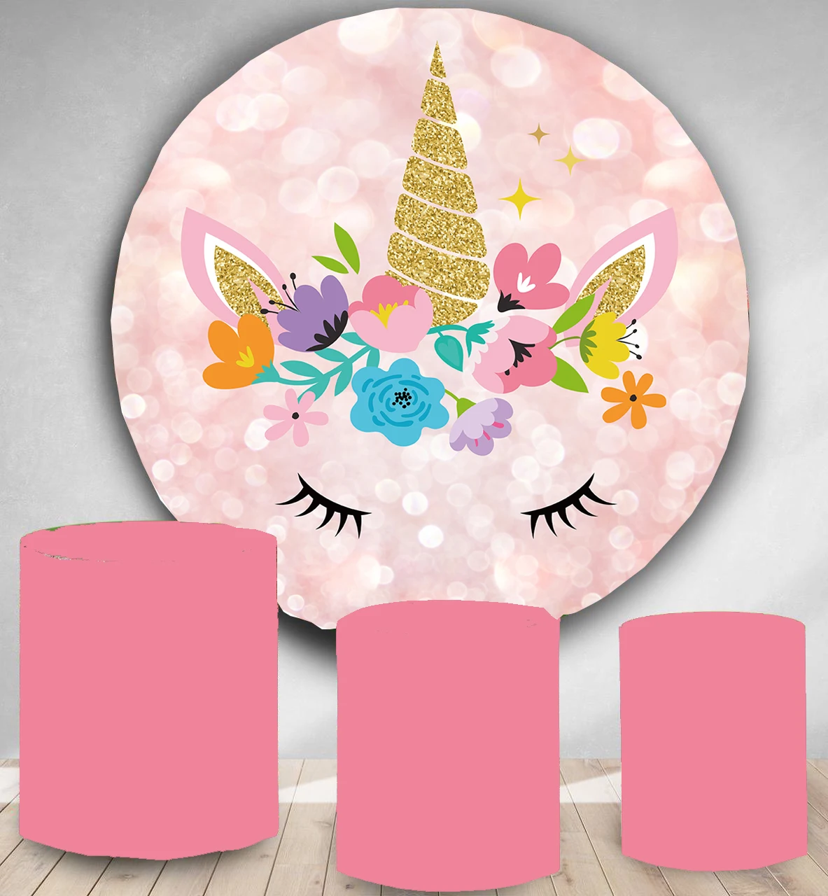 

Circular Round Panel backdrop circle background rainbow unicorn themed birthday party decor baby shower polyester fabric vinyl