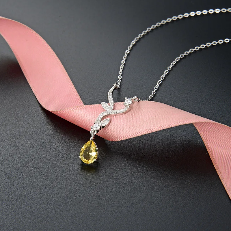 Fine Necklace  Flower Yellow Drop Pave Zircon ,New Thomas Style Glam Fashion Jewelry For Women  925 Sterling Silver