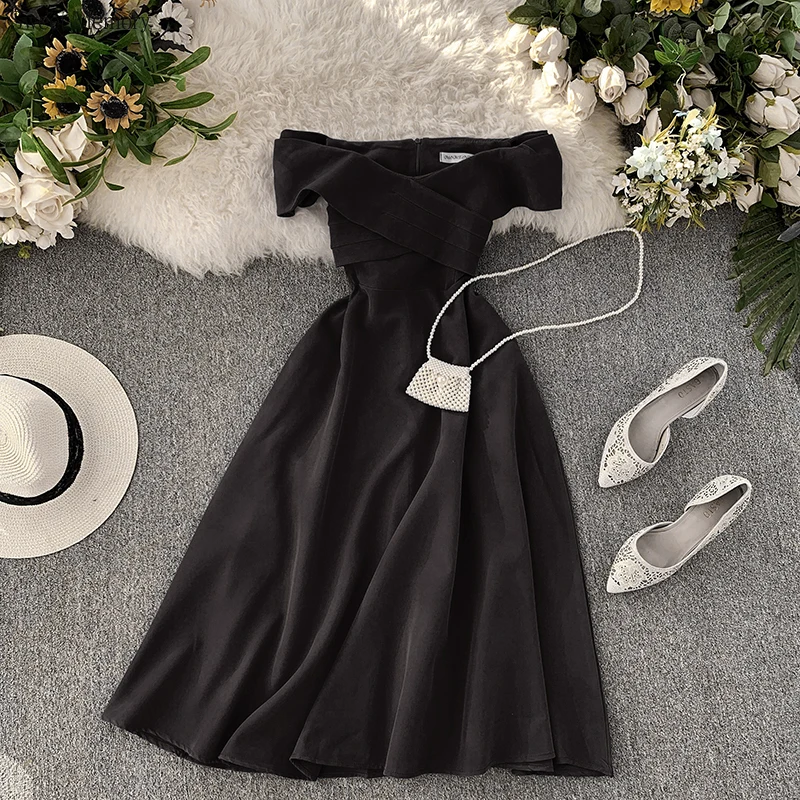 

D2155 Sweet Memory Women Boat Neck Black Evening Dress Yellow Green Robes Girls Dresses Summer Spring Gown