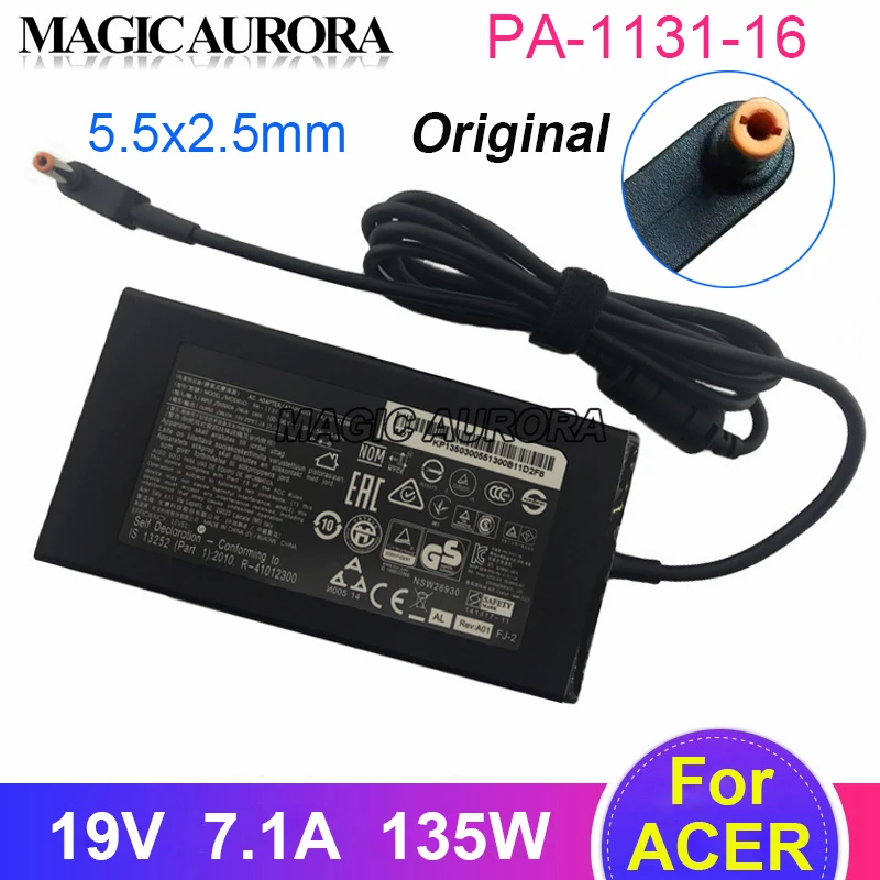 Genuine For ACER Aspire V17 Nitro 5 NP515-51 VN7-591G VX5 VX15 Laptop AC Adapter 19V 7.1A 135W PA-1131-16 ADP-135KB T Charger