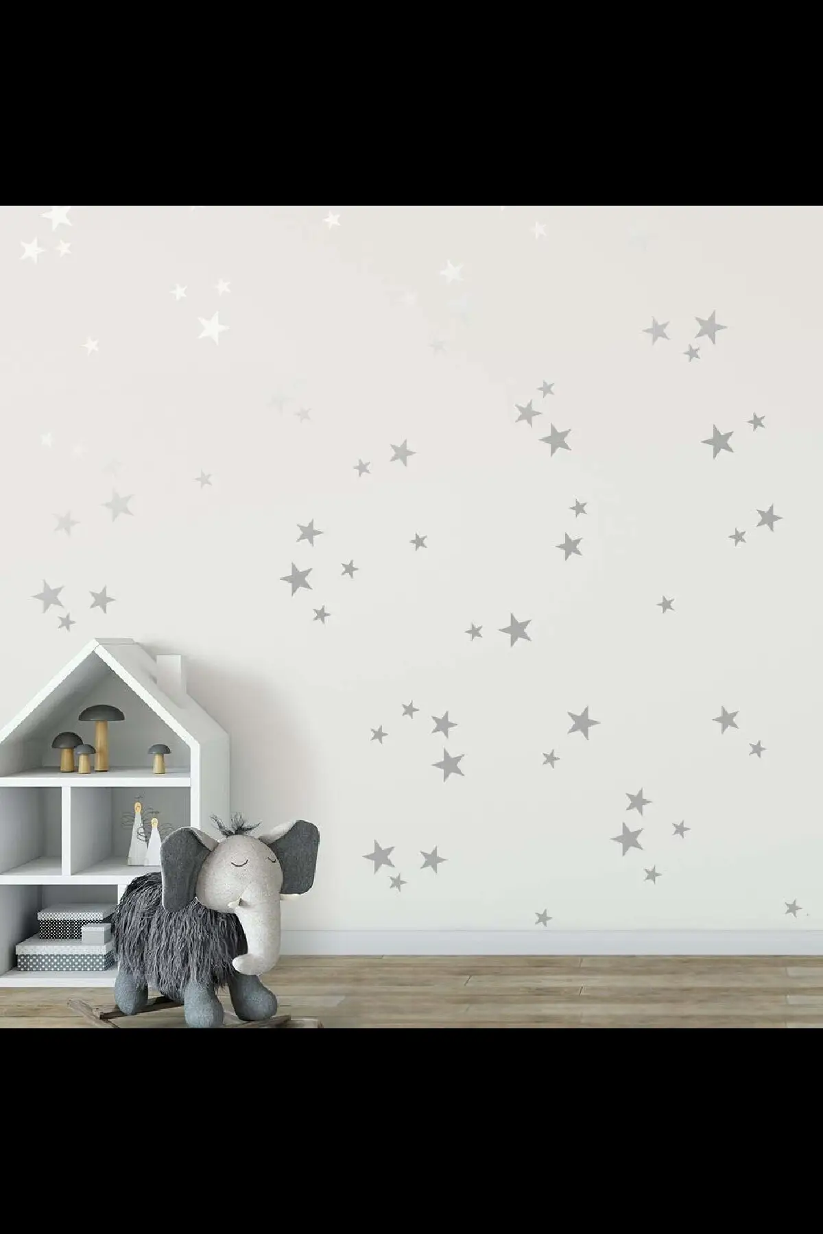 Silver Star Wall Sticker 3-4-5 cm 112 pcs